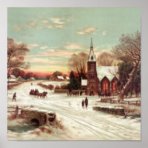 Jul Kväll Winter Scene Poster