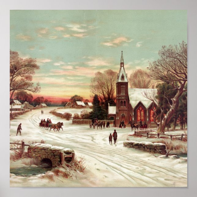 Jul Kväll Winter Scene Poster (Framsidan)