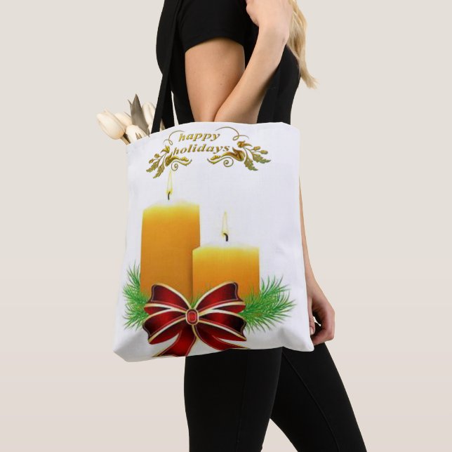 Jul Kvinnors Tote bags, Glad helg Tygkasse (Närbild)
