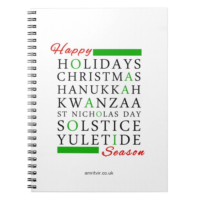 jul Kwanzaa Hanukkah Solstice Yuletide Anteckningsbok (Framsidan)