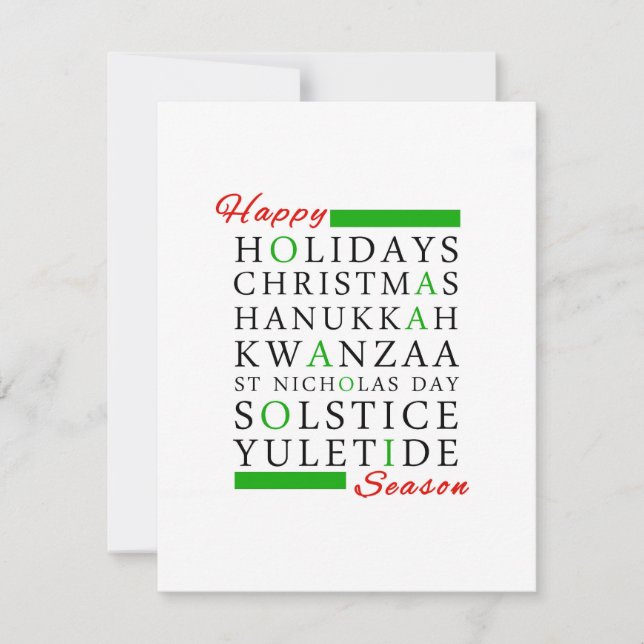 jul Kwanzaa Hanukkah Solstice Yuletide Julkort (Framsida)