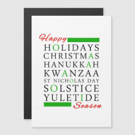 jul Kwanzaa Hanukkah Solstice Yuletide Magnetisk Inbjudningskort