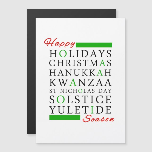 jul Kwanzaa Hanukkah Solstice Yuletide Magnetisk Inbjudningskort (Fram/baksida)