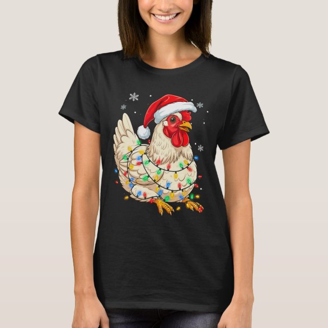 Jul Kyckling Gård Ljus Xmas  T Shirt (Framsida)