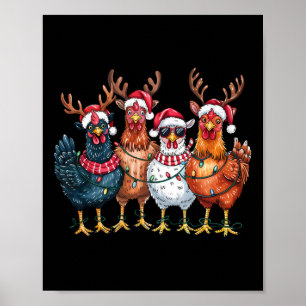 Jul Kycklingar Ren Farmdjur Xmas Ljus Poster