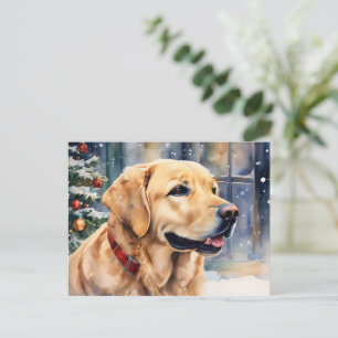 Jul Labrado Retriever i Snö Akvarell Vykort