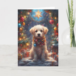Jul - labradoodle Puppy Art-kort Helgkort
