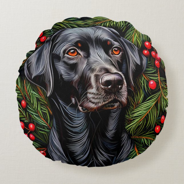 Jul labrador hund rund kudde (Framsidan)