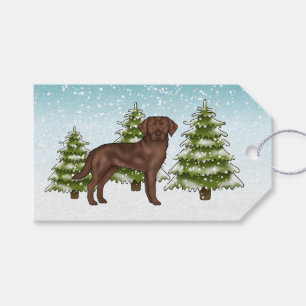 Jul Labrador Retriever Blå Snöig Jul Presentetikett