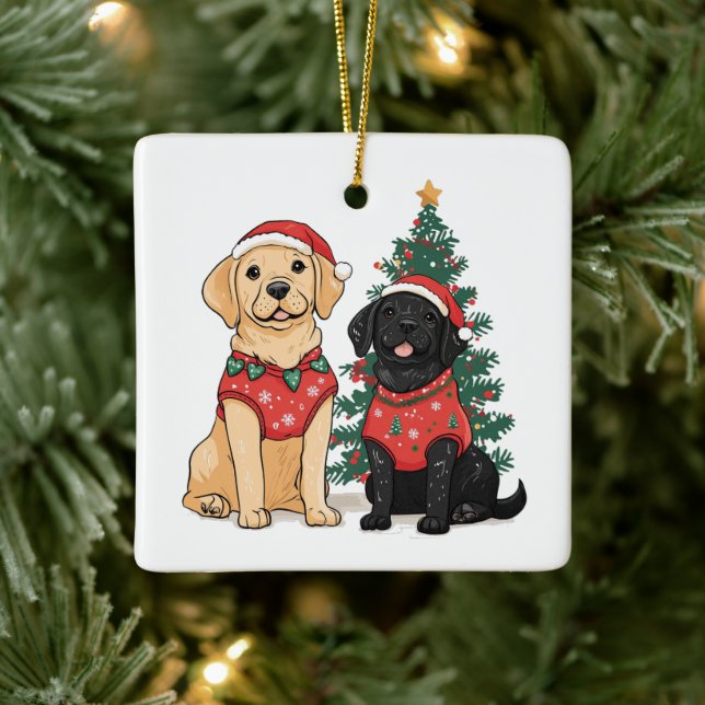 Jul Labrador Retriever Hundar Julgransprydnad Keramik (Träd)