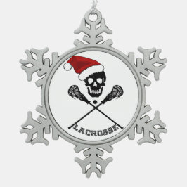 Jul Lacrosse Sticks Snöflinga Pewter Julgransprydnad