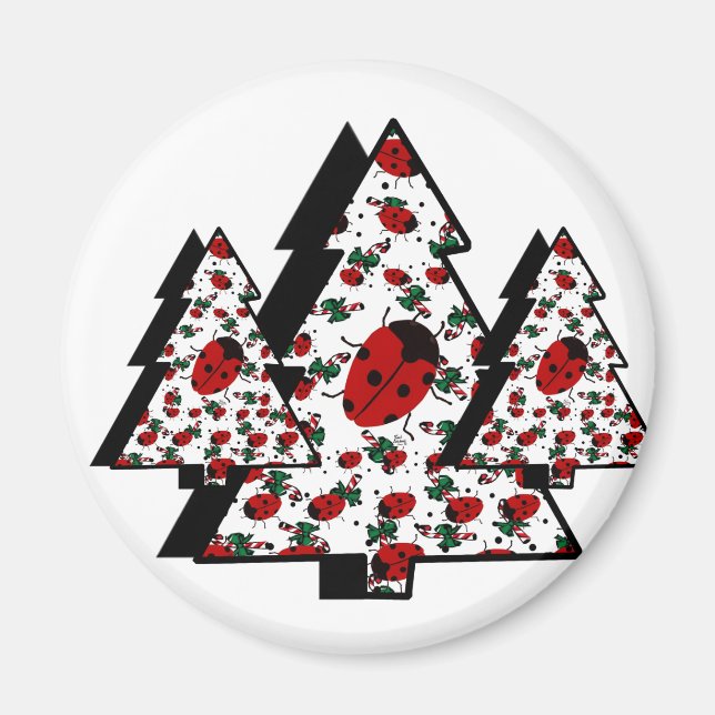 jul Ladybug Träd Magnet (Framsidan)