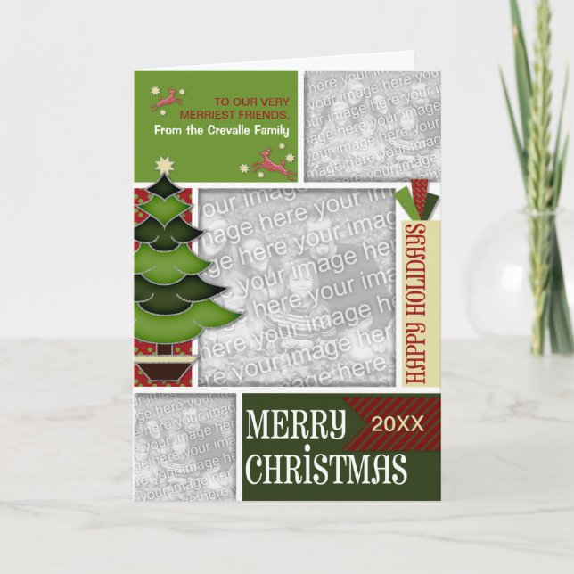 Jul LÄGG TILL DIN PHOTO Whimsical Träd Helgkort (Framsida)