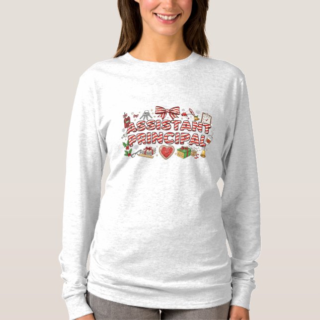 Jul-Långärmad för assisterande rektor T Shirt (Framsida)