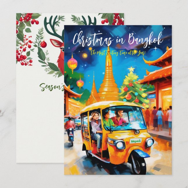 "Jul långt borta i Bangkok" Julkort Anteckningskort (Fram/baksida)