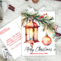 Jul Lantern Gräs Gren och Holly Berries