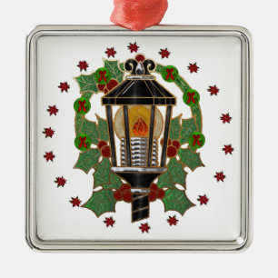 Jul Lantern Stain Glass Art Deco Julgransprydnad Metall