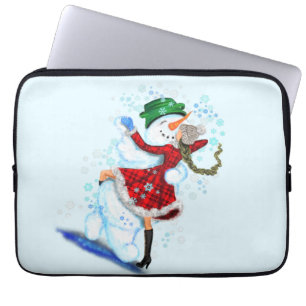 Jul Laptop sleeve Snögubbe och flicka Dance