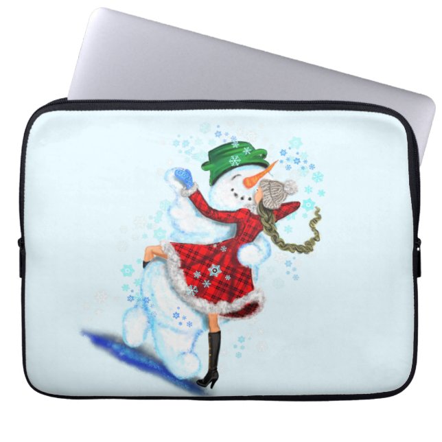 Jul Laptop sleeve Snögubbe och flicka Dance (Framsidan)