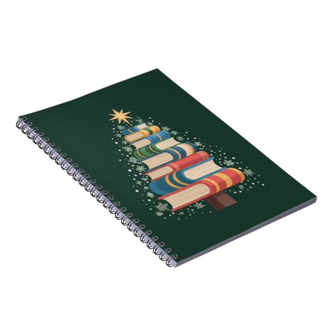 Jul Lärare Böcker Träd Xmas Läsning Högtid Anteckningsbok (Högra Sidan)