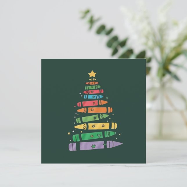 Jul Lärare Krita Träd Söt Xmas Ljus  Inbjudningar (Stående Fram)