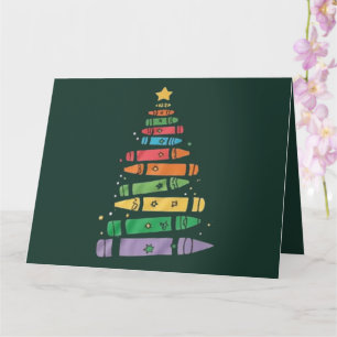 Jul Lärare Krita Träd Söt Xmas Ljus Kort