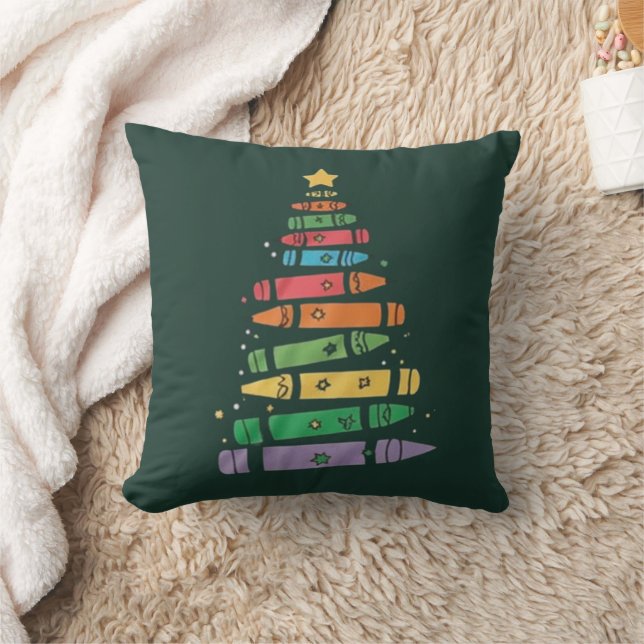 Jul Lärare Krita Träd Söt Xmas Ljus  Kudde (Filt)