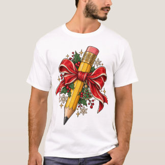 Jul Lärare Penna Röd Slinga Högtid T-Shirt