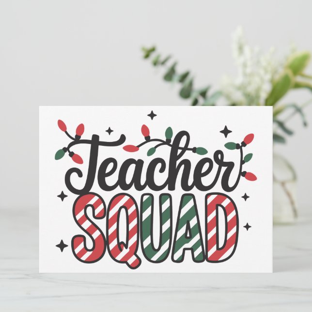 Jul Lärare Squad Rolig God Jul Fest Julkort (Stående Fram)