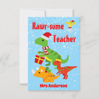 Jul Lärarens uppskattning Barn Dinosaurie Platt Tack Kort