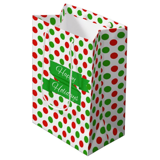 Jul Large Polka Dot Mönster Gift Bag (Framsidan Vinklad)