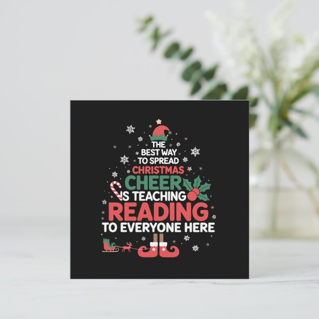 Jul läsande lärare Tomte Julstämning  Julkort (Stående Fram)