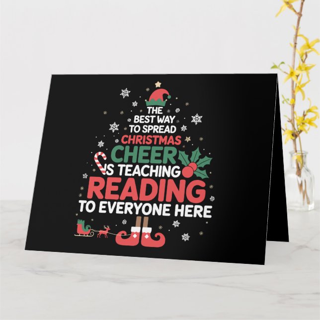 Jul läsande lärare Tomte julstämning  Kort (Gul blomma)