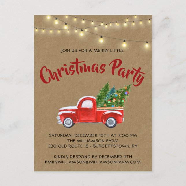 Jul Lastbil A Merry Little jul Party in Vykort (Framsida)