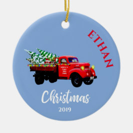 Jul Lastbil Cute Julgran Personal Blue Julgransprydnad Keramik