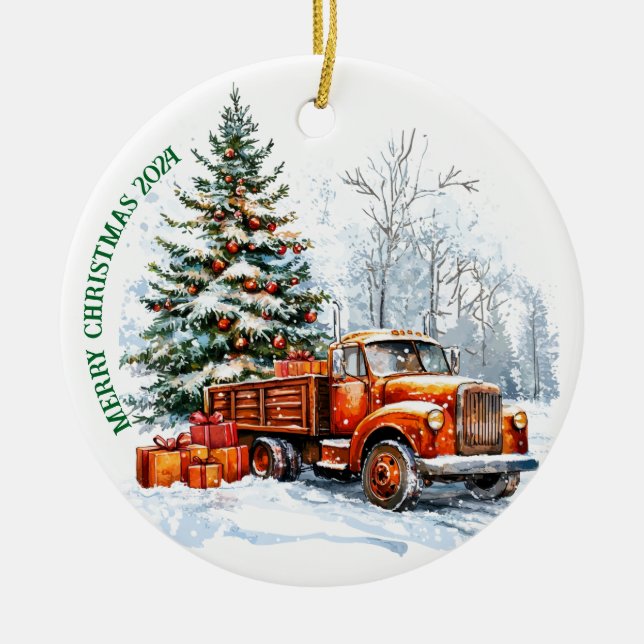 Jul lastbil julgransprydnad keramik (Framsidan)