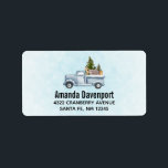 Jul Lastbil med Gräs Träd & Forest Animals Adressetikett<br><div class="desc">Adressetiketter som är utformade för att ge helgdag åt sig själv. En lastbil som transporterar julen gräs träd tillsammans med några skogsdjur. En björn,  en räv och en hjort i ryggen som åker på en tur. Design skapat med vattenfärger.</div>