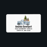 Jul Lastbil med Gräs Träd & Forest Animals Adressetikett<br><div class="desc">Adressetiketter som är utformade för att ge helgdag åt sig själv. En lastbil som transporterar julen gräs träd tillsammans med några skogsdjur. En björn,  en räv och en hjort i ryggen som åker på en tur. Design skapat med vattenfärger.</div>