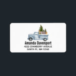 Jul Lastbil med Gräs Träd & Forest Animals Adressetikett<br><div class="desc">Adressetiketter som är utformade för att ge helgdag åt sig själv. En lastbil som transporterar julen gräs träd tillsammans med några skogsdjur. En björn,  en räv och en hjort i ryggen som åker på en tur. Design skapat med vattenfärger.</div>