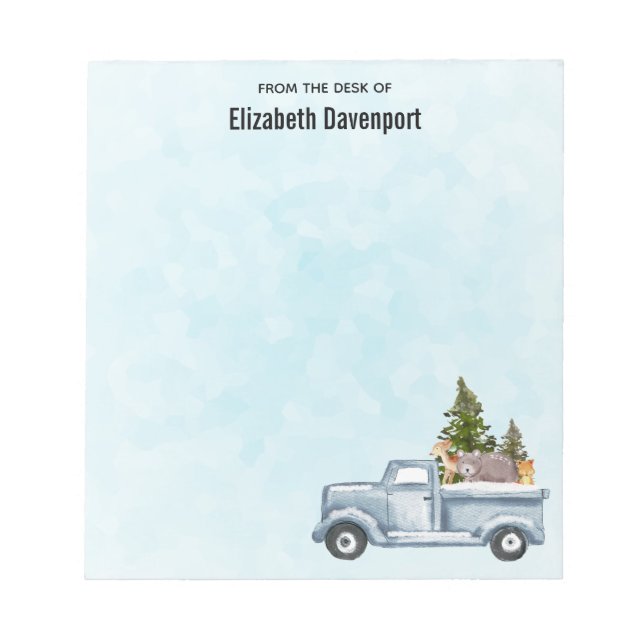 Jul Lastbil med Gräs Träd & Forest Animals Anteckningsblock (Framsida)