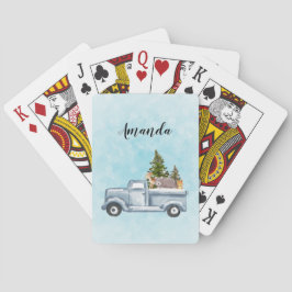 Jul Lastbil med Gräs Träd & Forest Animals Casinokort