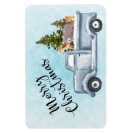 Jul Lastbil med Gräs Träd & Forest Animals Magnet