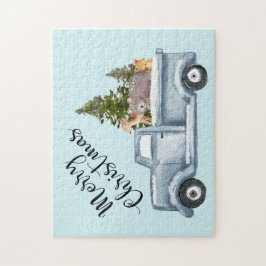 Jul Lastbil med Gräs Träd & Forest Animals Pussel