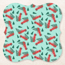 Jul Lastbil med Röd Träd Underlägg Papper