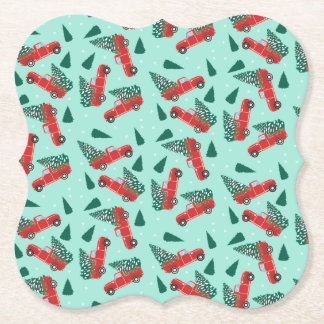 Jul Lastbil med Röd Träd Underlägg Papper