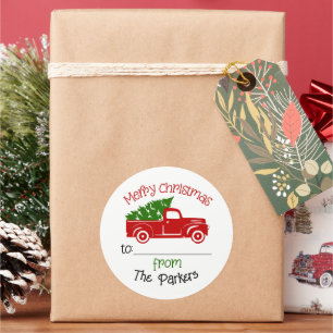 Jul Lastbil till och från märkre Sticker Runt Klistermärke