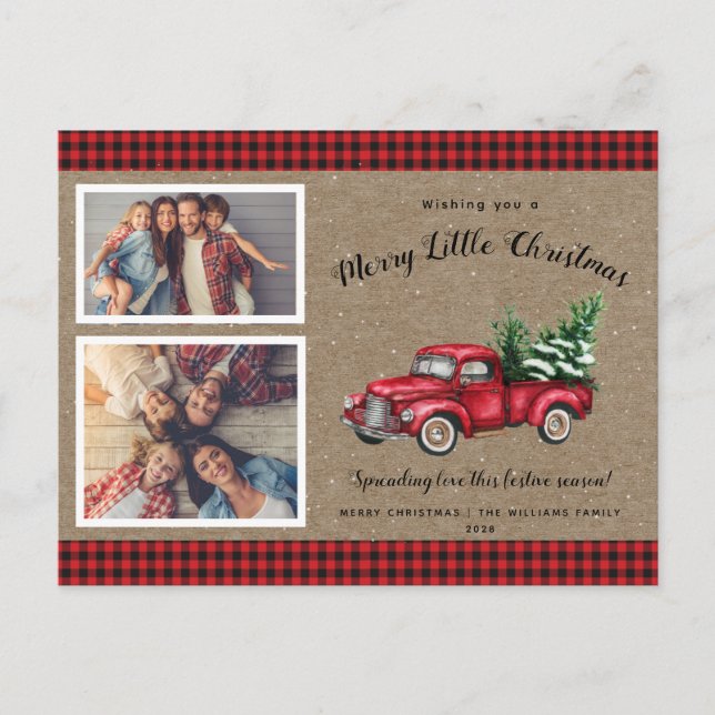 Jul Lastbil Träd 2-fotopriskort Vykort (Framsida)