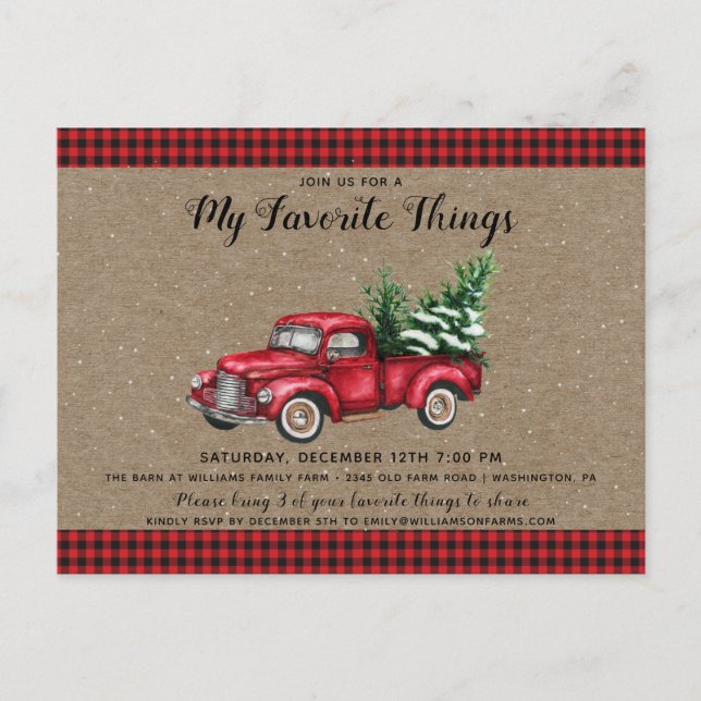 Jul Lastbil & Träd Mina Favoritsaker Högtid Vykort (Framsida)