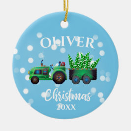 Jul Lastbilar Photo Cute Blue Kids Julgransprydnad Keramik