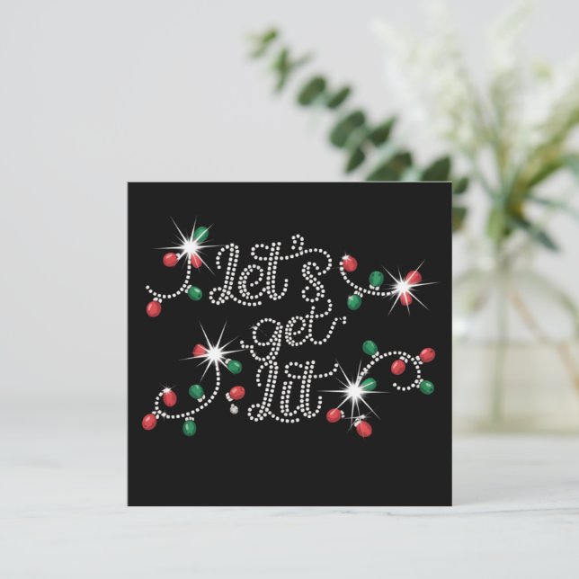 Jul Låter Oss Få Gnista Rhinestone Mega Bling  Julkort (Stående Fram)